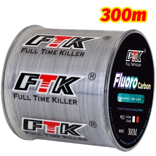 Fil de pêche fluorocarbone en fibre de carbone 300m/500m | 0,14mm–0,50mm