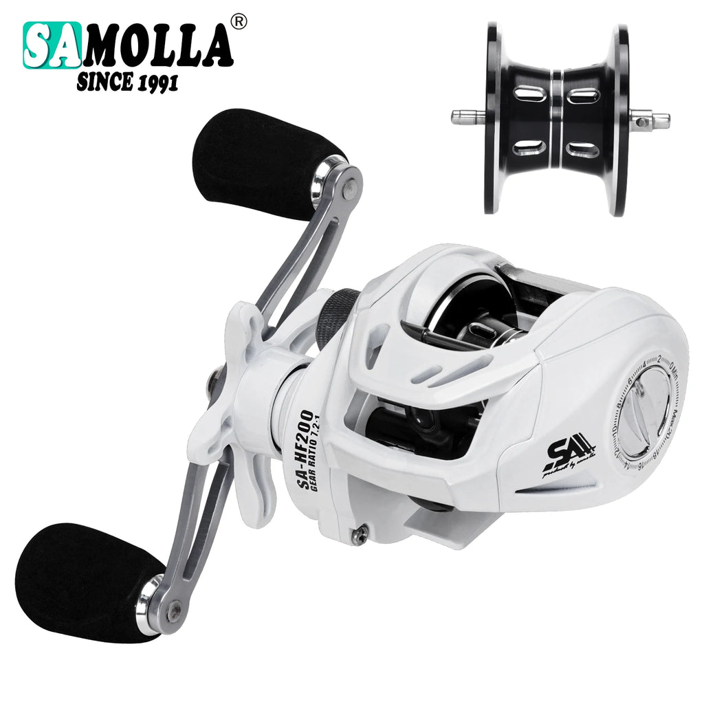 SAMOLLA New Baitcasting Reel Casting Fishing Reel Saltwater Long Shot Ultralight 6+1BB Drag Clciker 7.2:1 High Speed