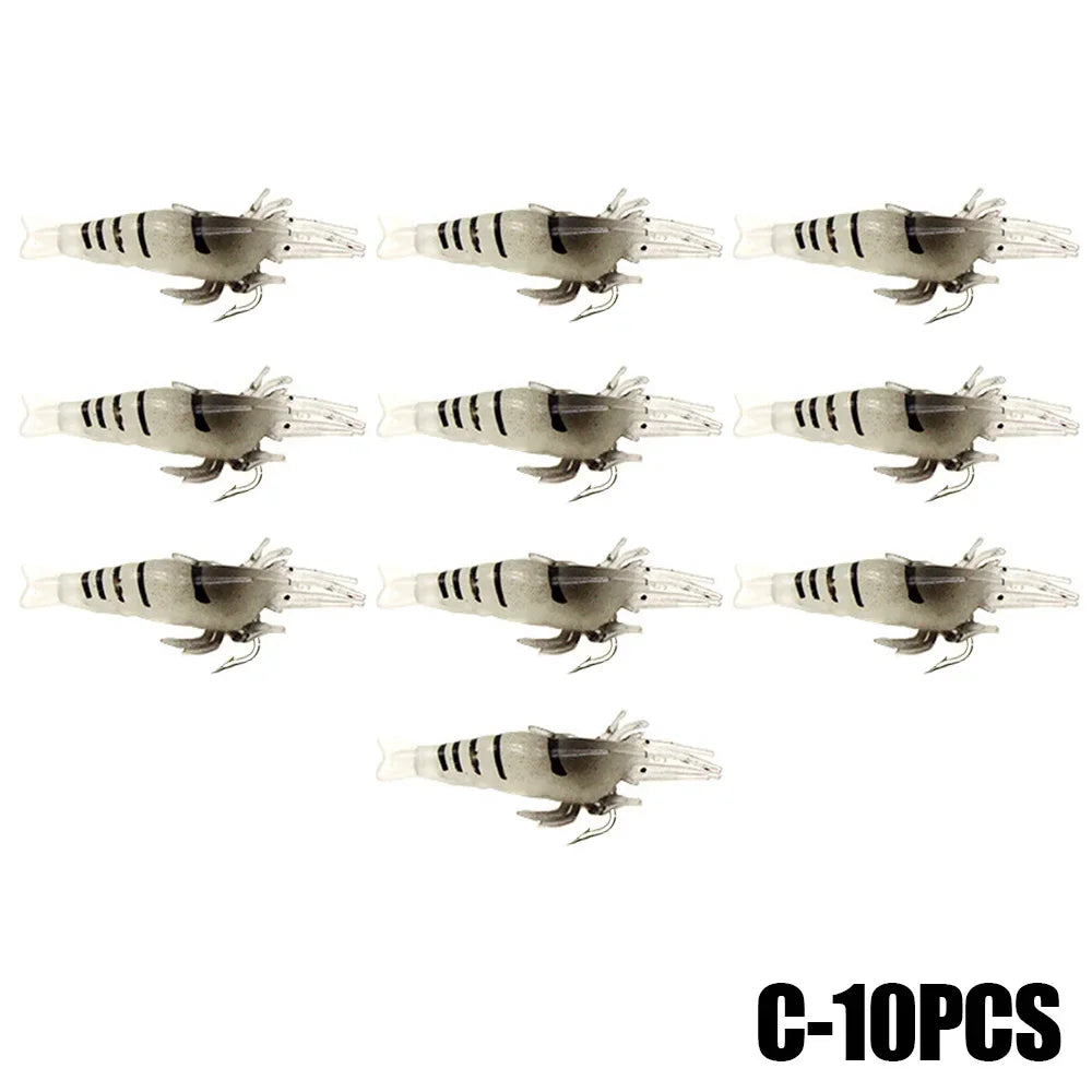 Luminous Shrimp Lures 10pcs - Soft Silicone Glow