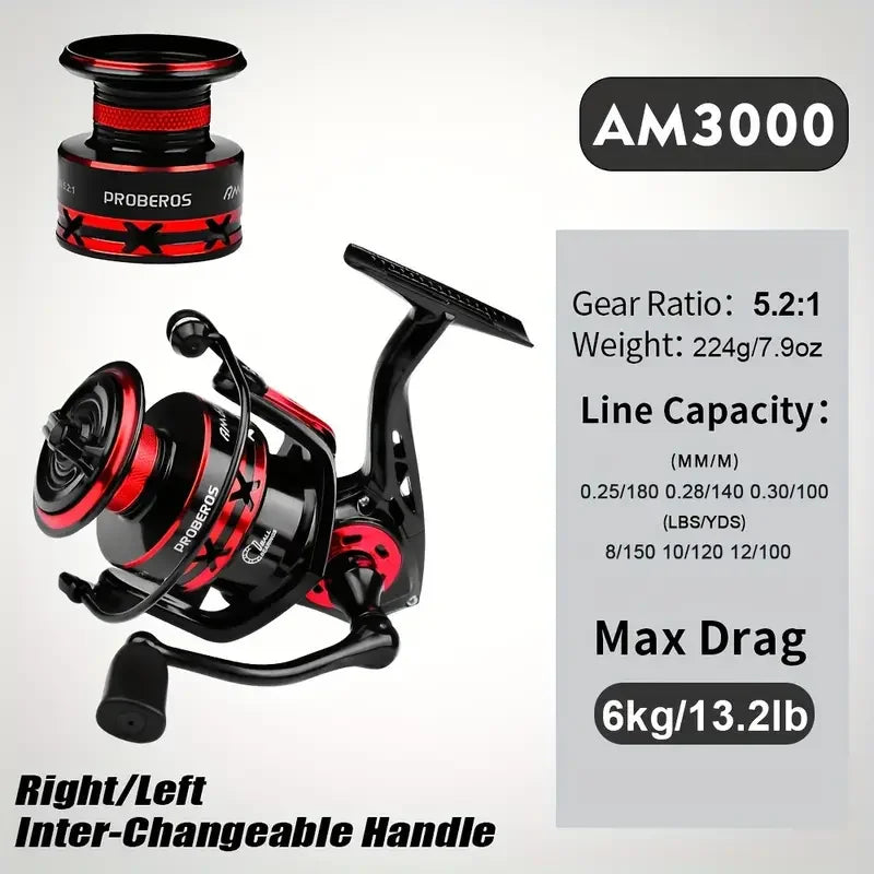 Spinning Reel 5.2:1 - 1000-6000 Series Metal Spool
