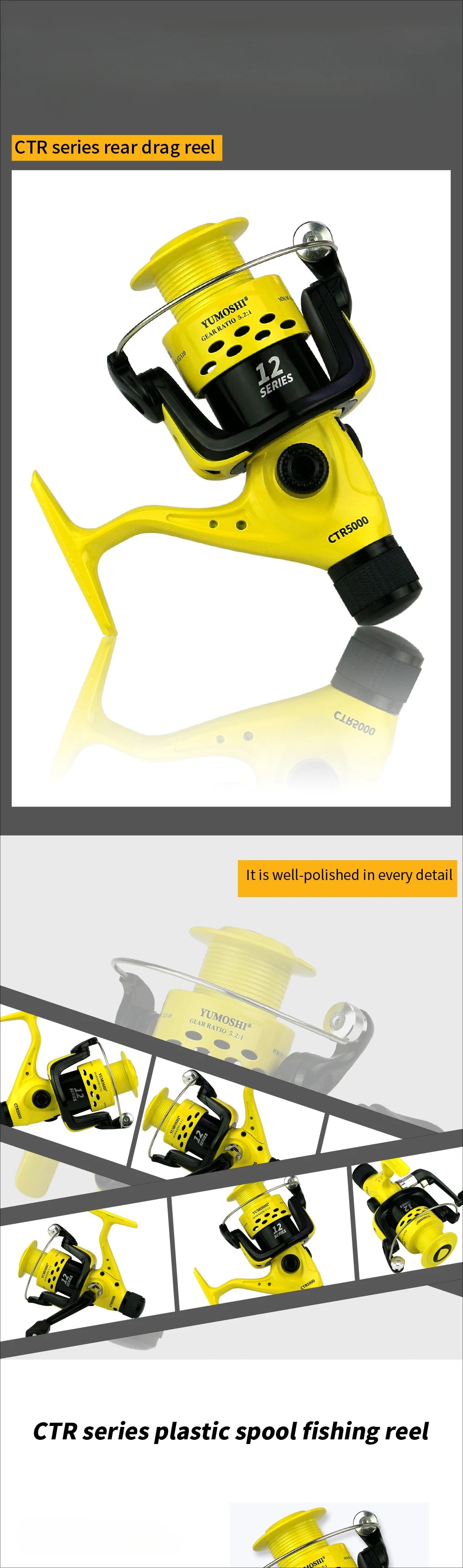 12BB Fishing Reel CTR Series - Foldable Arm