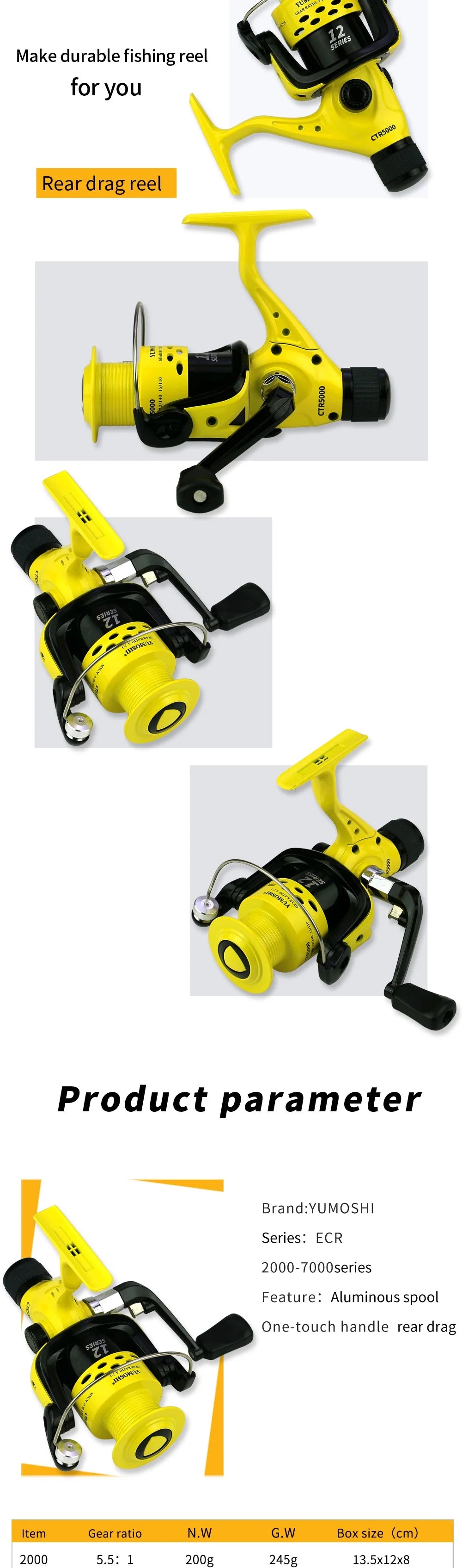 12BB Fishing Reel CTR Series - Foldable Arm