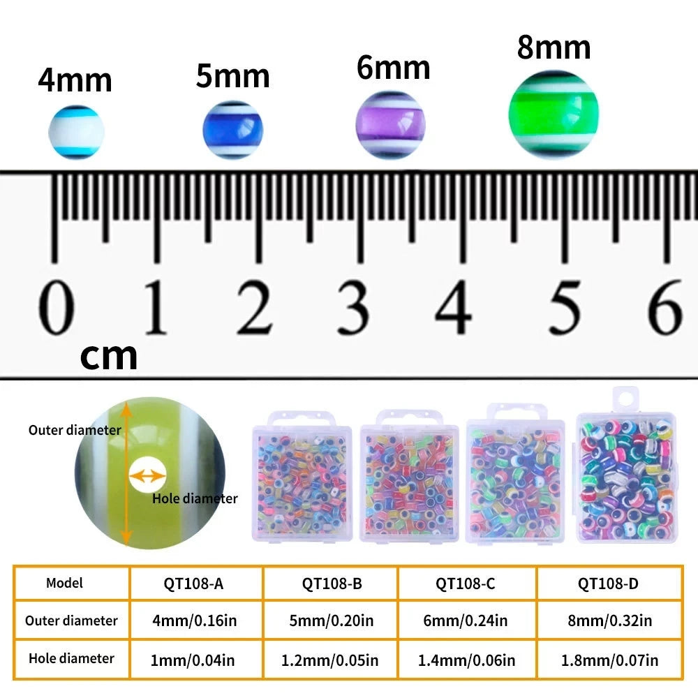 Phosphorescent Barrier Beads 4-8mm Glow Fish Eye - OCEANIS GEAR