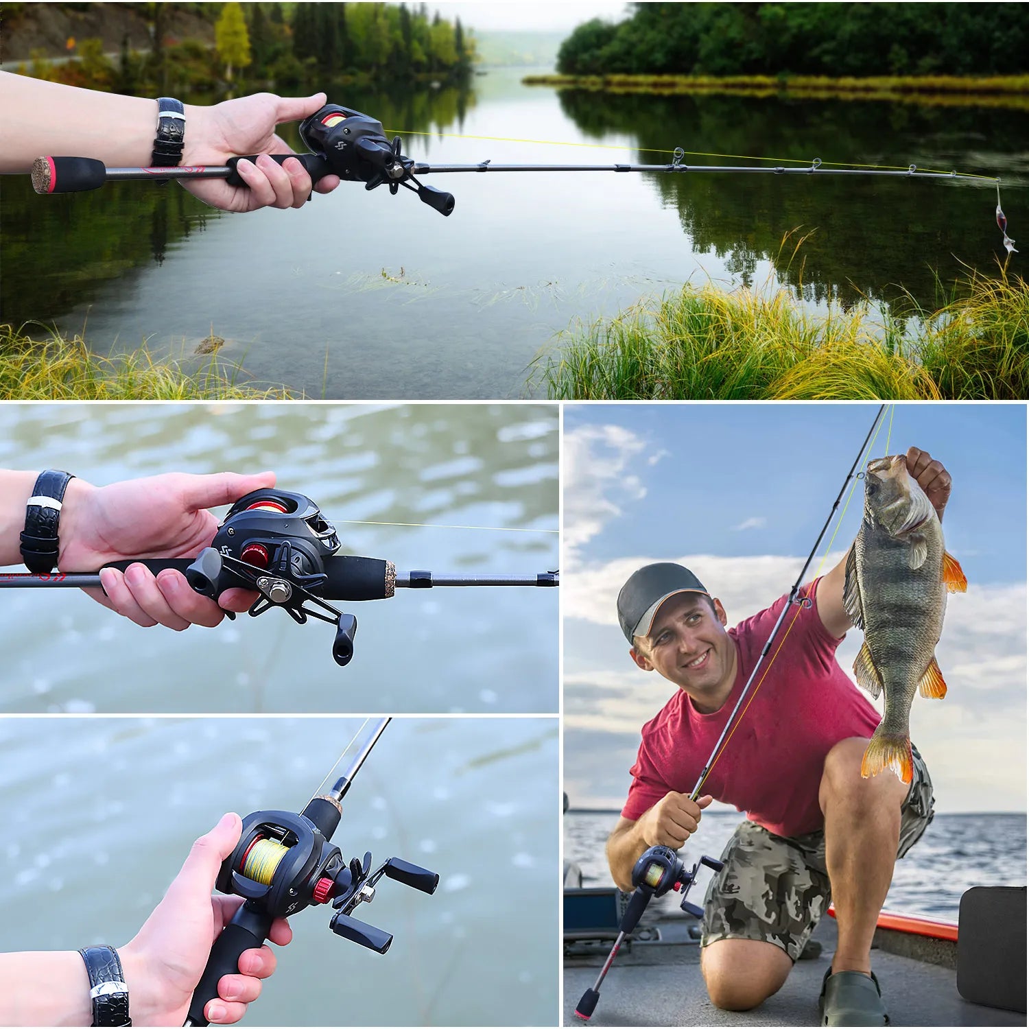 Baitcasting Rod & Reel Full Kit 5-Section