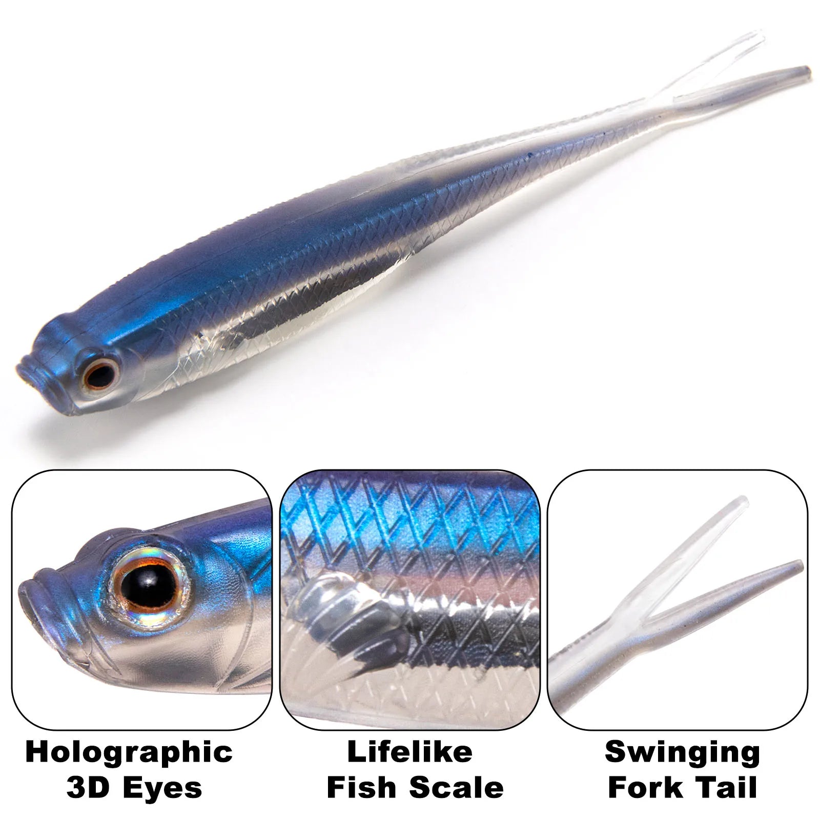 Soft Silicone Fork Tail Fishing Lures | Bass & Saltwater | 75-120mm