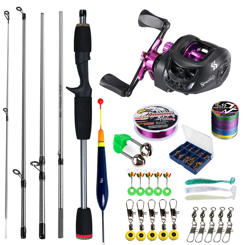 Baitcasting Rod & Reel Full Kit 5-Section