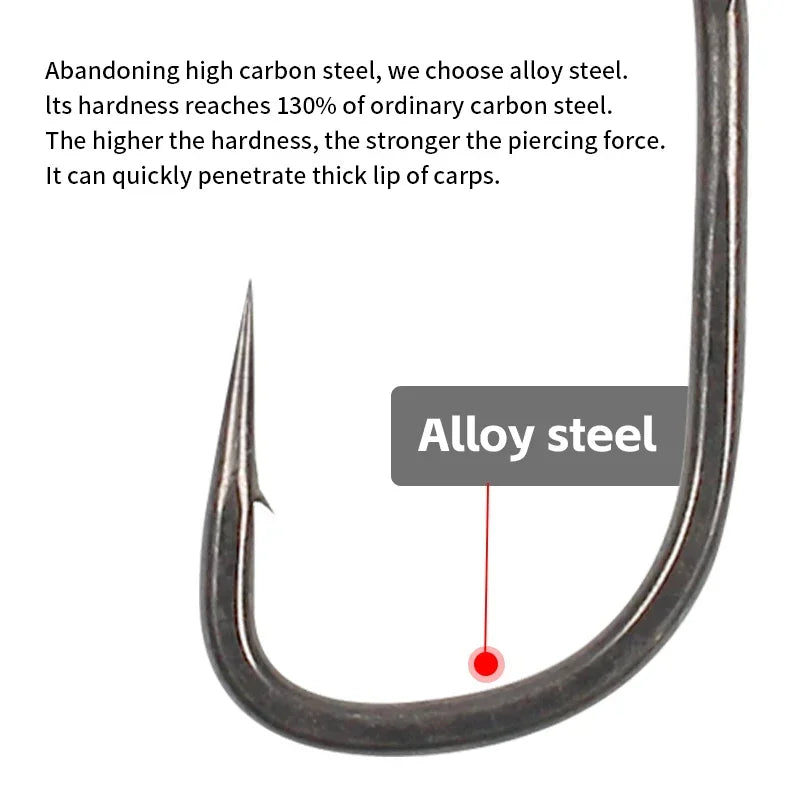 Carp Fishing Hooks Wide Gape - 10pcs PTFE Coated