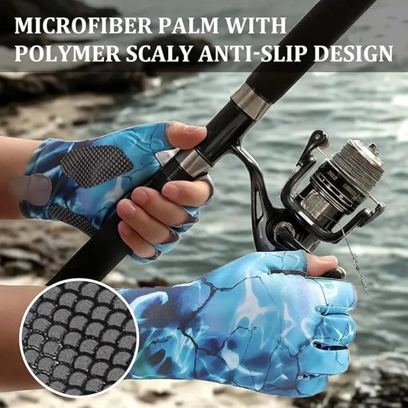 Anti-UV Fishing Gloves Fingerless UPF 50+ M/L/XL - OCEANIS GEAR