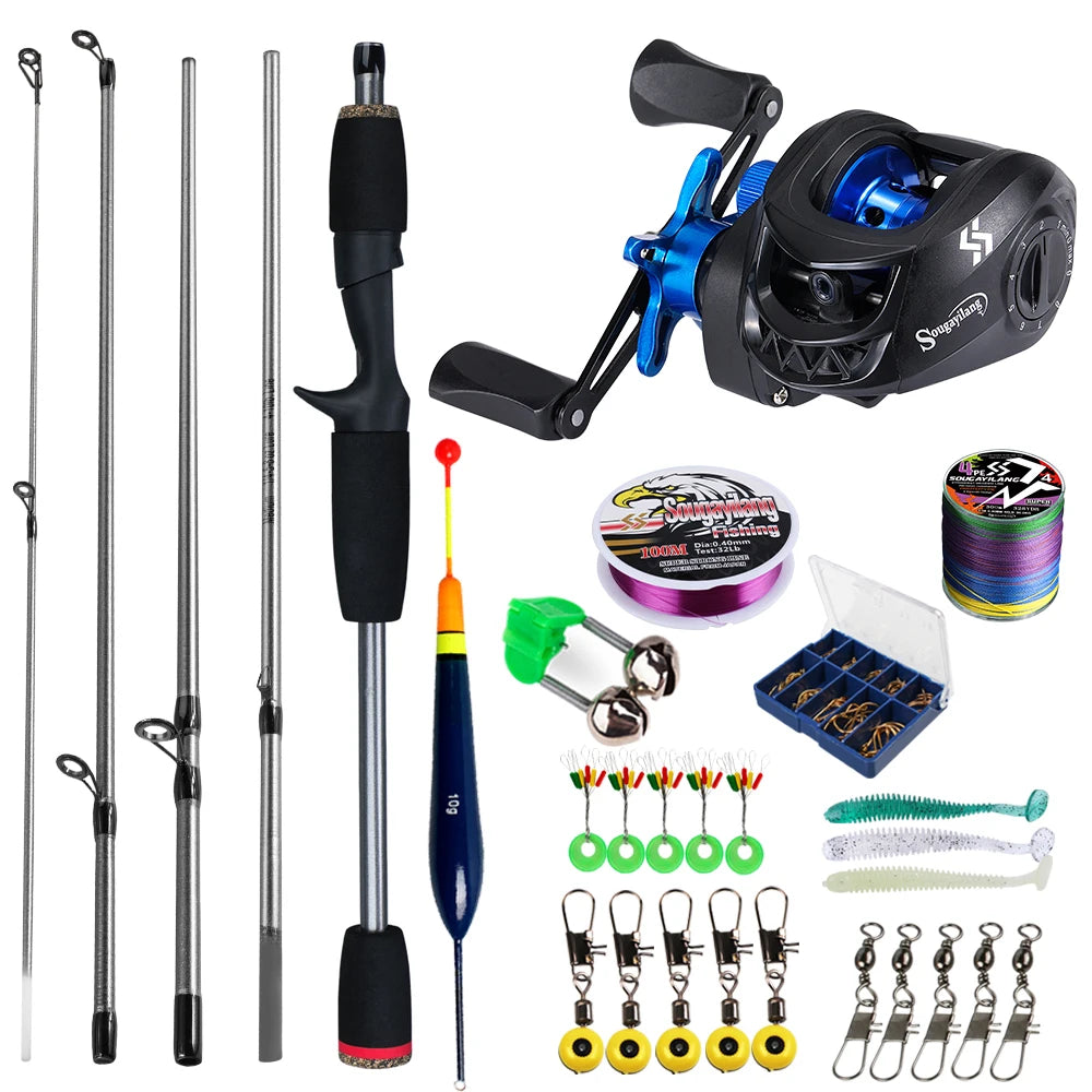 Baitcasting Rod & Reel Full Kit 5-Section