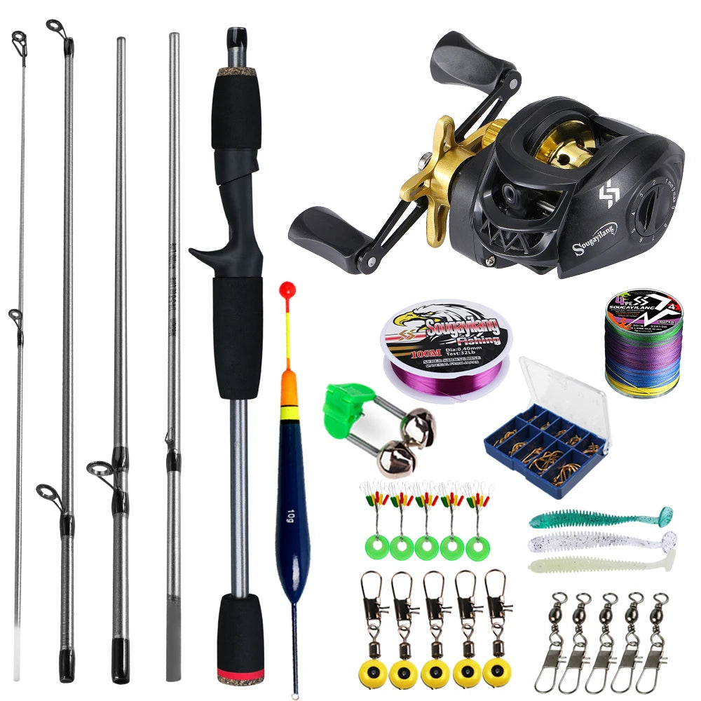 Baitcasting Rod & Reel Full Kit 5-Section