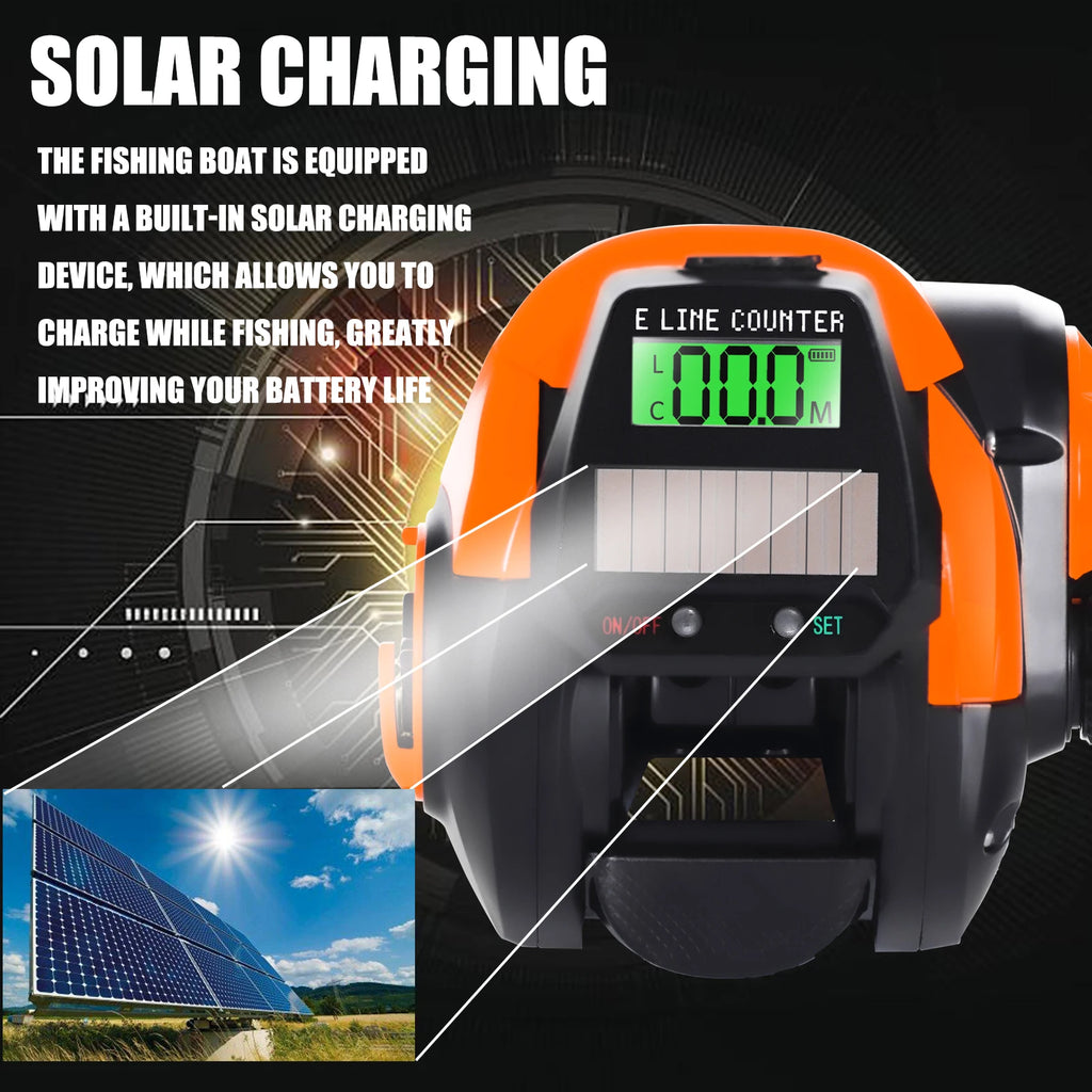 Electronic Baitcasting Reel - USB Solar Charging LED