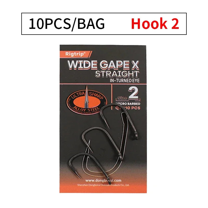 Carp Fishing Hooks Wide Gape - 10pcs PTFE Coated