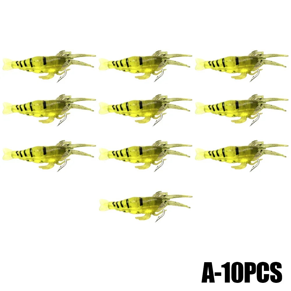 Luminous Shrimp Lures 10pcs - Soft Silicone Glow