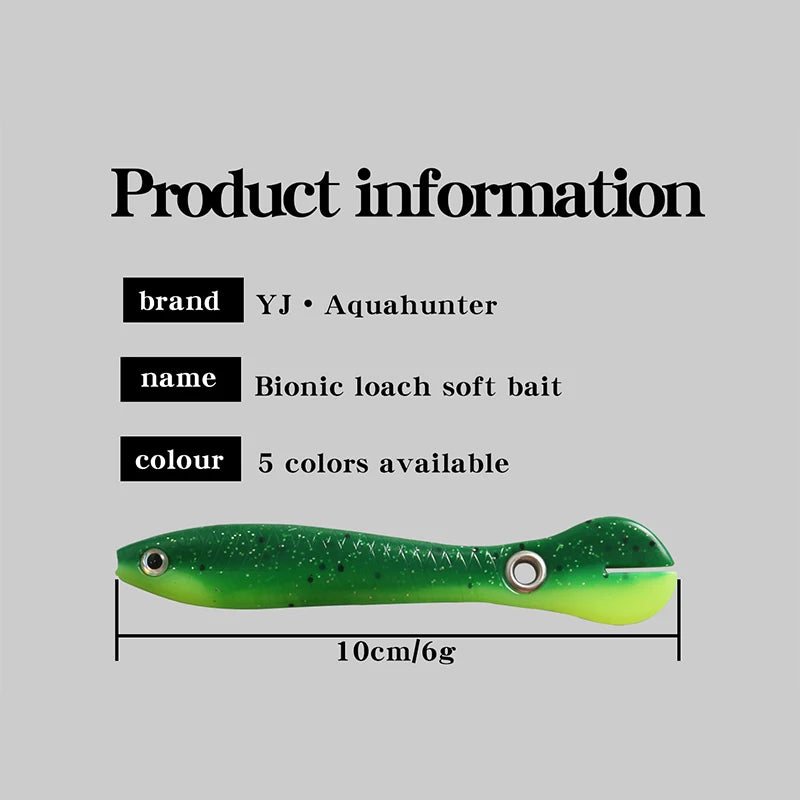 6g 10cm 1pcs Loach Baits Bass Pike Trout Soft Fishing Bait Bouncing Lure Simulation Bionic Silicone Tail Wobbler Lures