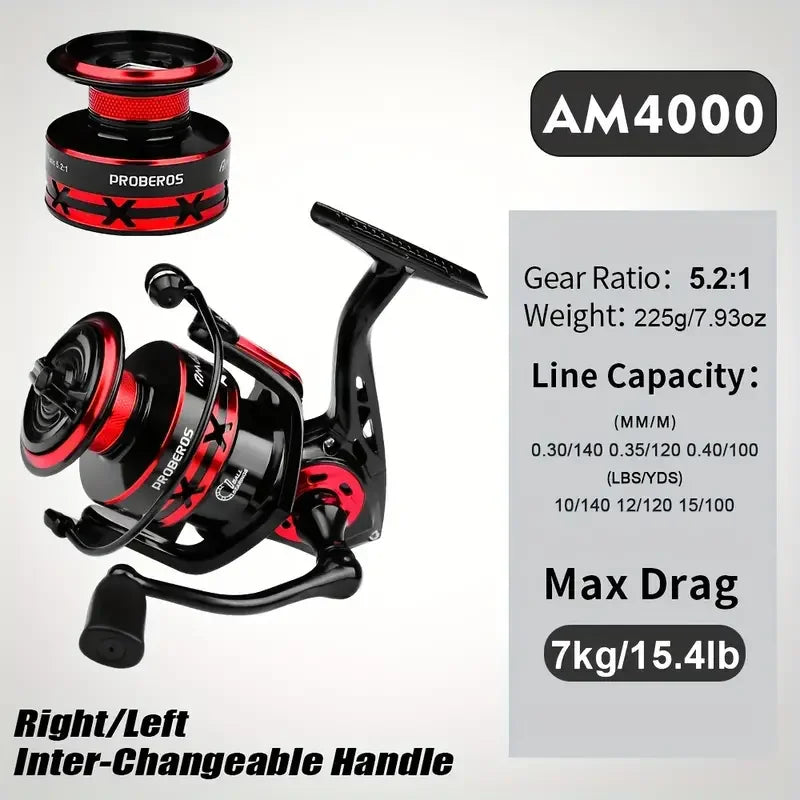 Spinning Reel 5.2:1 - 1000-6000 Series Metal Spool