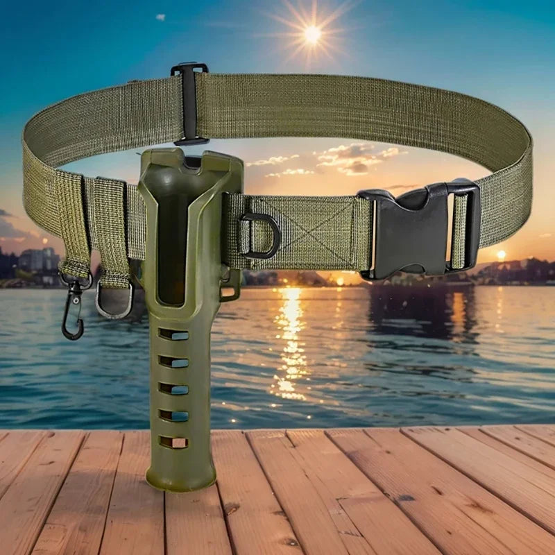 Adjustable Waist Fishing Rod Holder Belt | Hands-Free | PVC