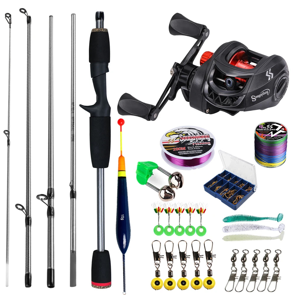 Baitcasting Rod & Reel Full Kit 5-Section