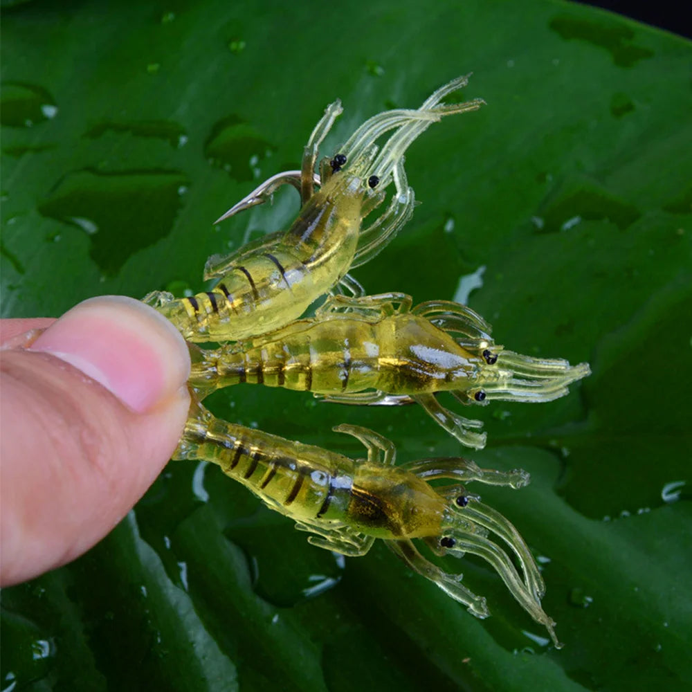 Luminous Shrimp Lures 10pcs - Soft Silicone Glow