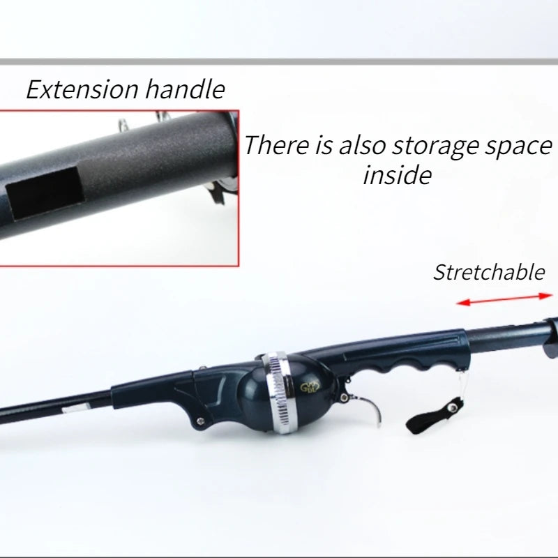 Folding Fishing Rod 134cm - Integrated Reel Hidden