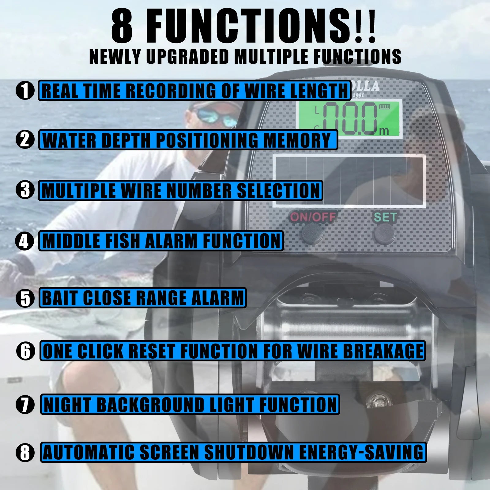 Electric Fishing Reel Solar USB Charge Waterproof - OCEANIS GEAR