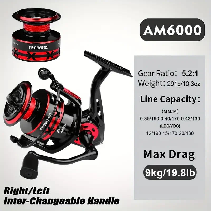 Spinning Reel 5.2:1 - 1000-6000 Series Metal Spool