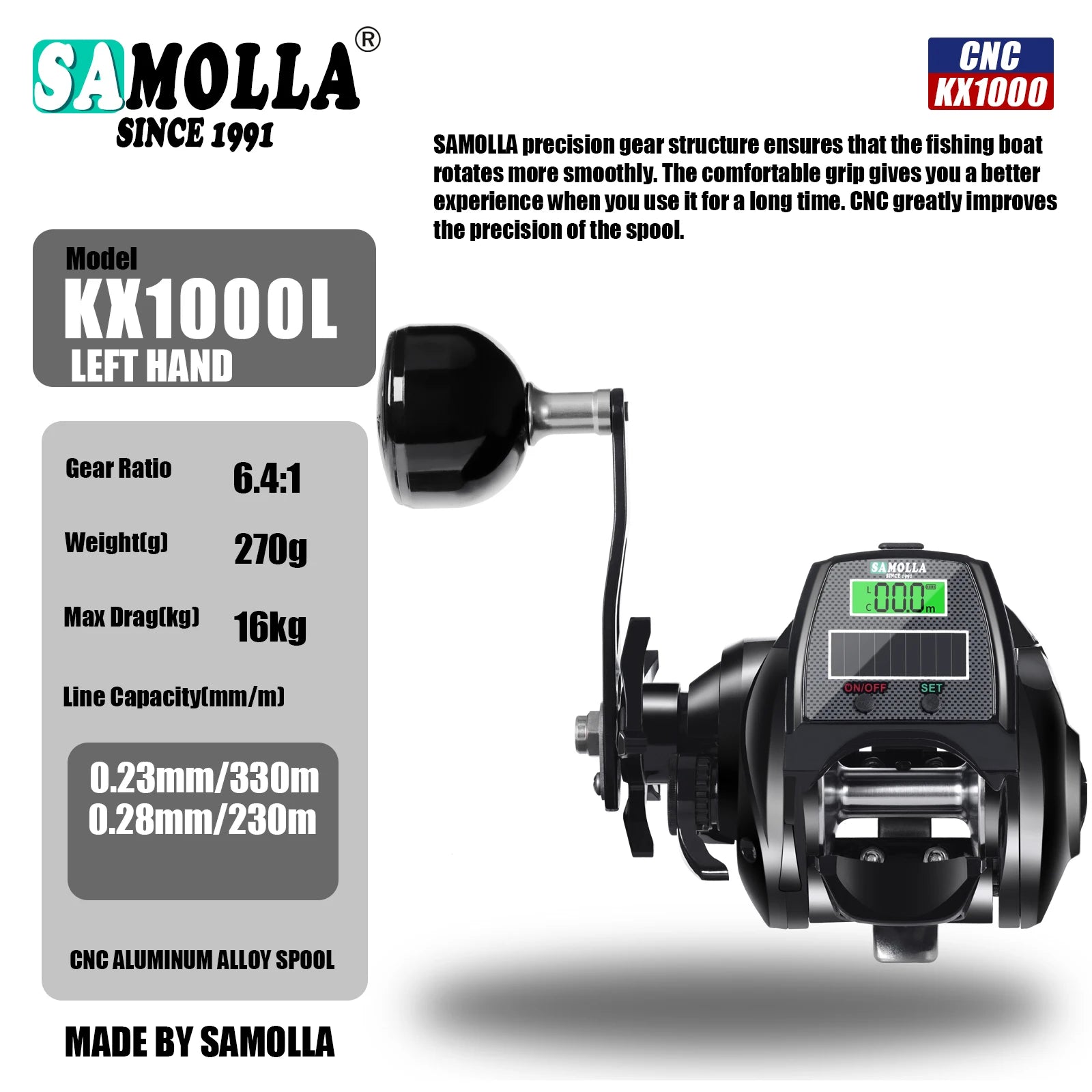 Electric Fishing Reel Solar USB Charge Waterproof - OCEANIS GEAR