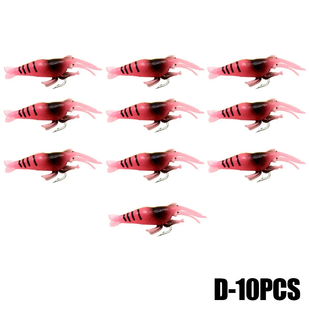 Luminous Shrimp Lures 10pcs - Soft Silicone Glow