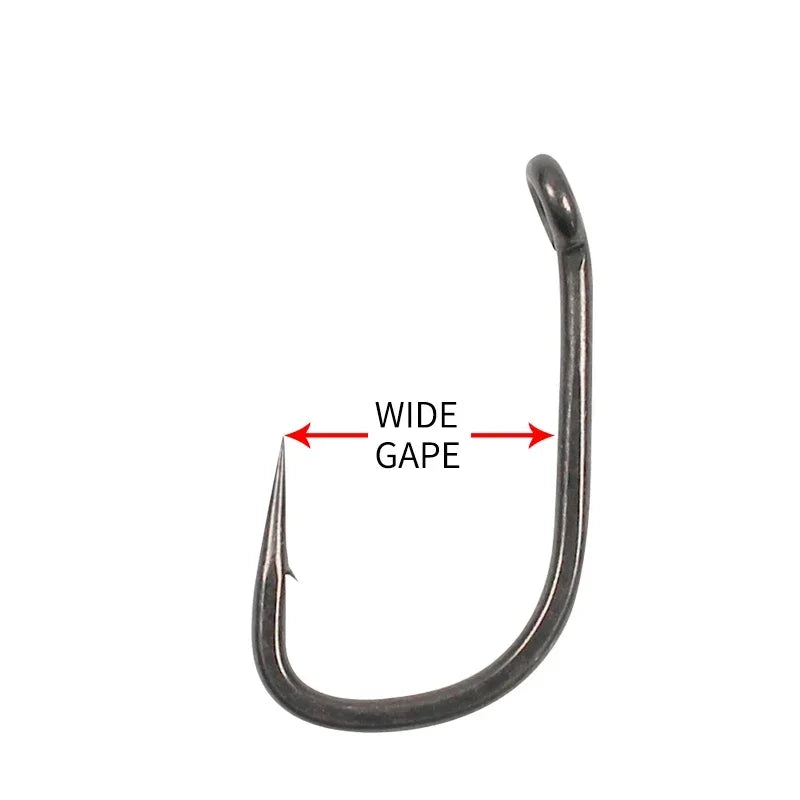 Carp Fishing Hooks Wide Gape - 10pcs PTFE Coated