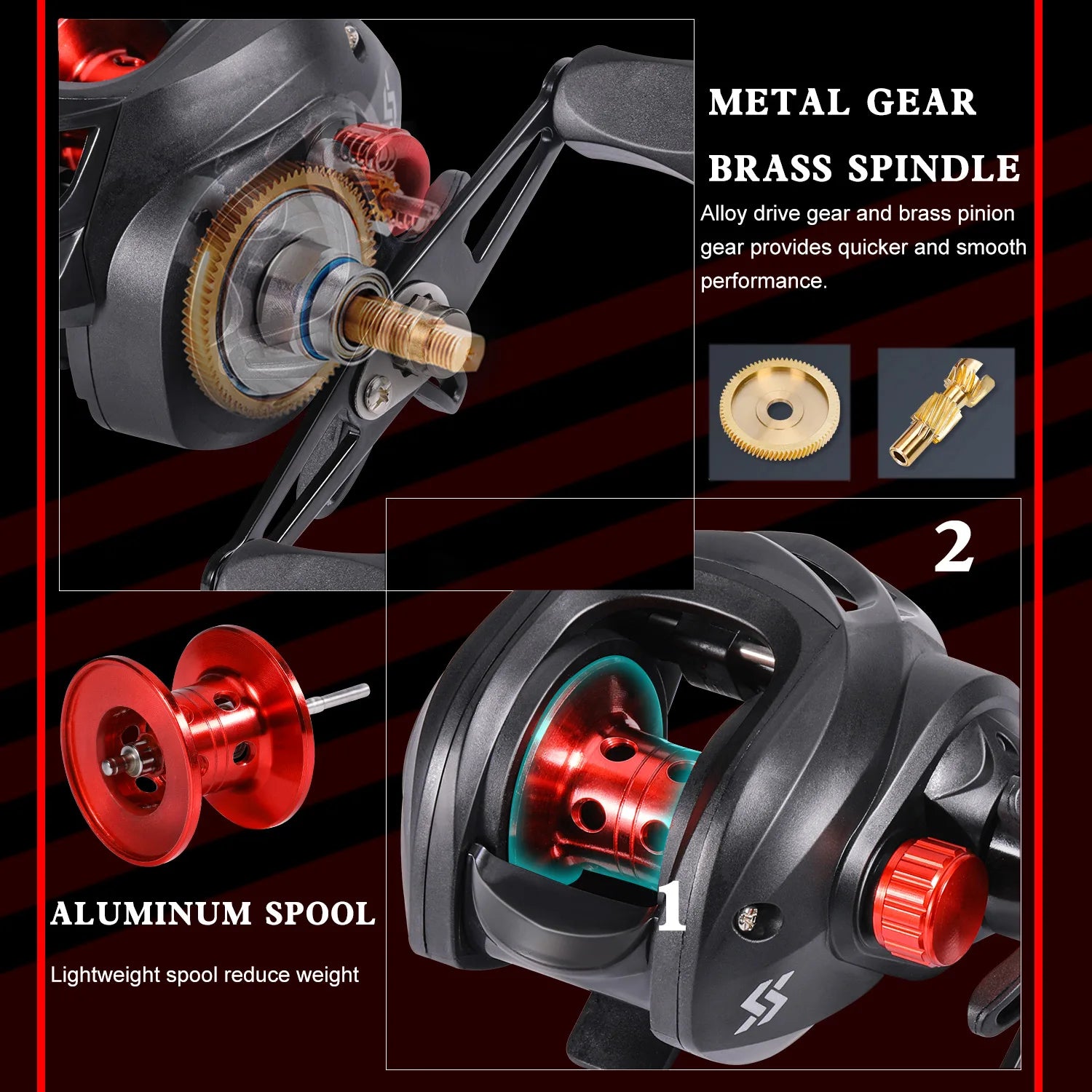 Baitcasting Rod & Reel Full Kit 5-Section
