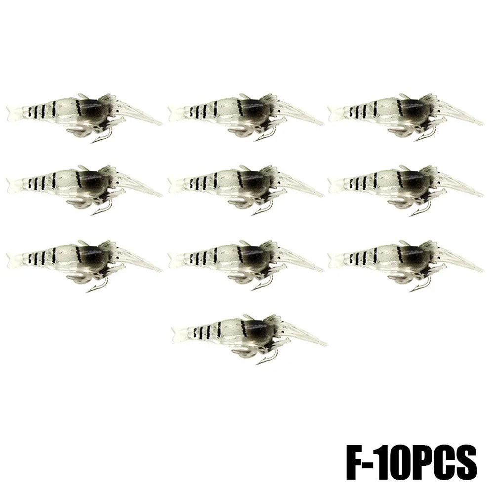 Luminous Shrimp Lures 10pcs - Soft Silicone Glow