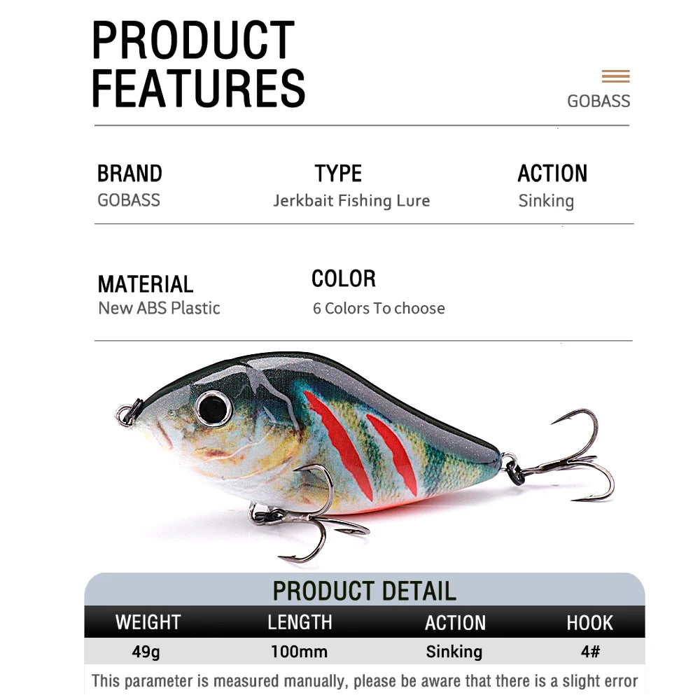 VIB Hard Bait Jerkbait Slow Sinking | ABS | 60-100mm | Pike Bass