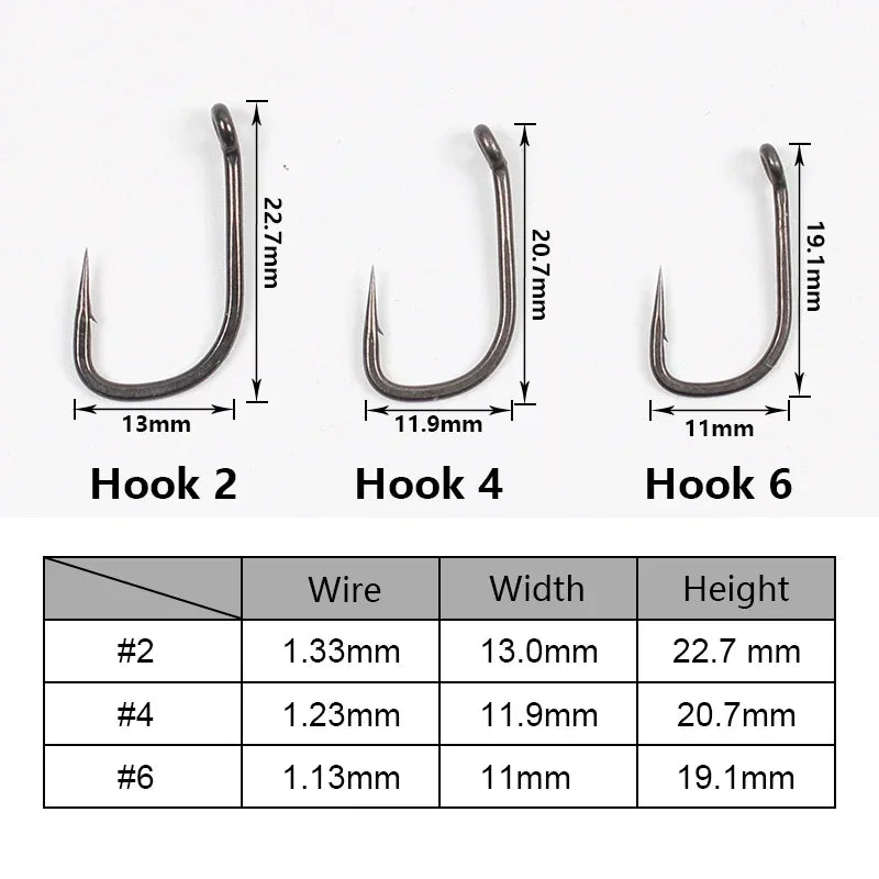 Carp Fishing Hooks Wide Gape - 10pcs PTFE Coated