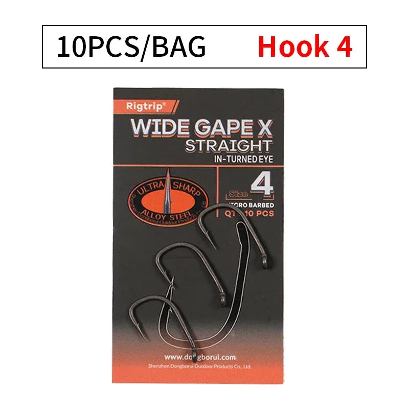 Carp Fishing Hooks Wide Gape - 10pcs PTFE Coated