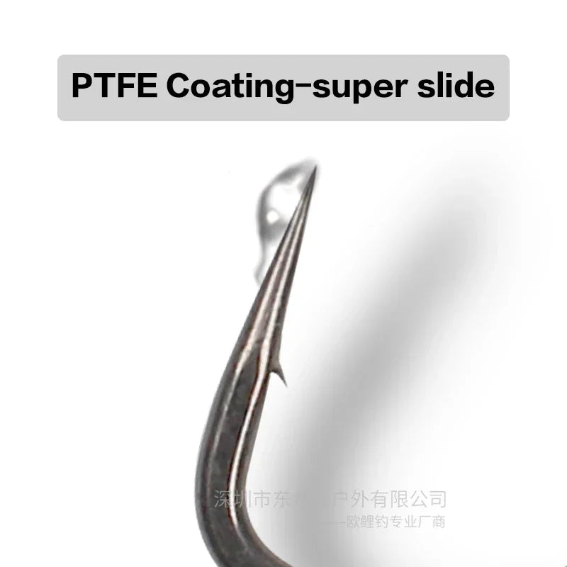 Carp Fishing Hooks Wide Gape - 10pcs PTFE Coated