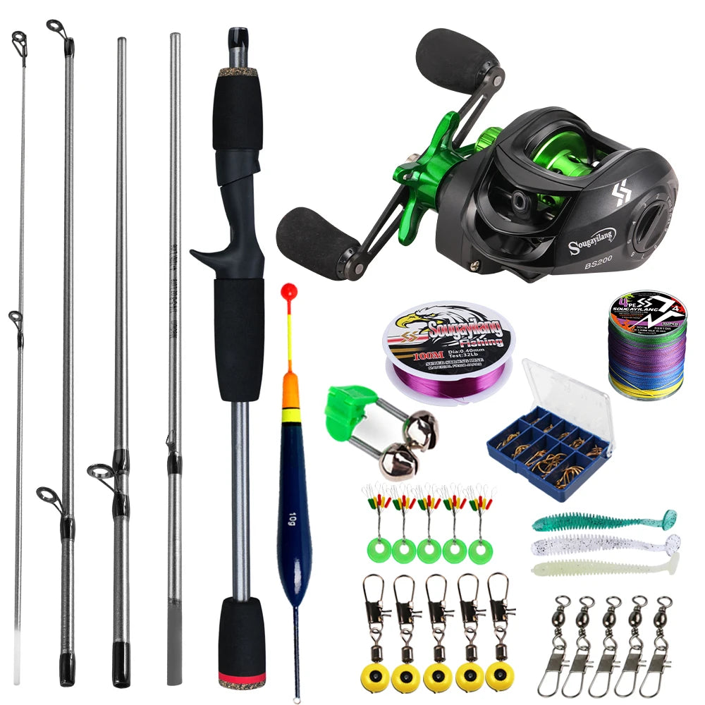 Baitcasting Rod & Reel Full Kit 5-Section