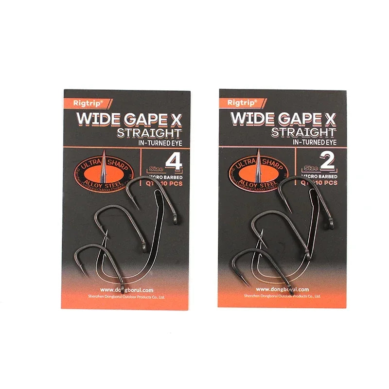Carp Fishing Hooks Wide Gape - 10pcs PTFE Coated
