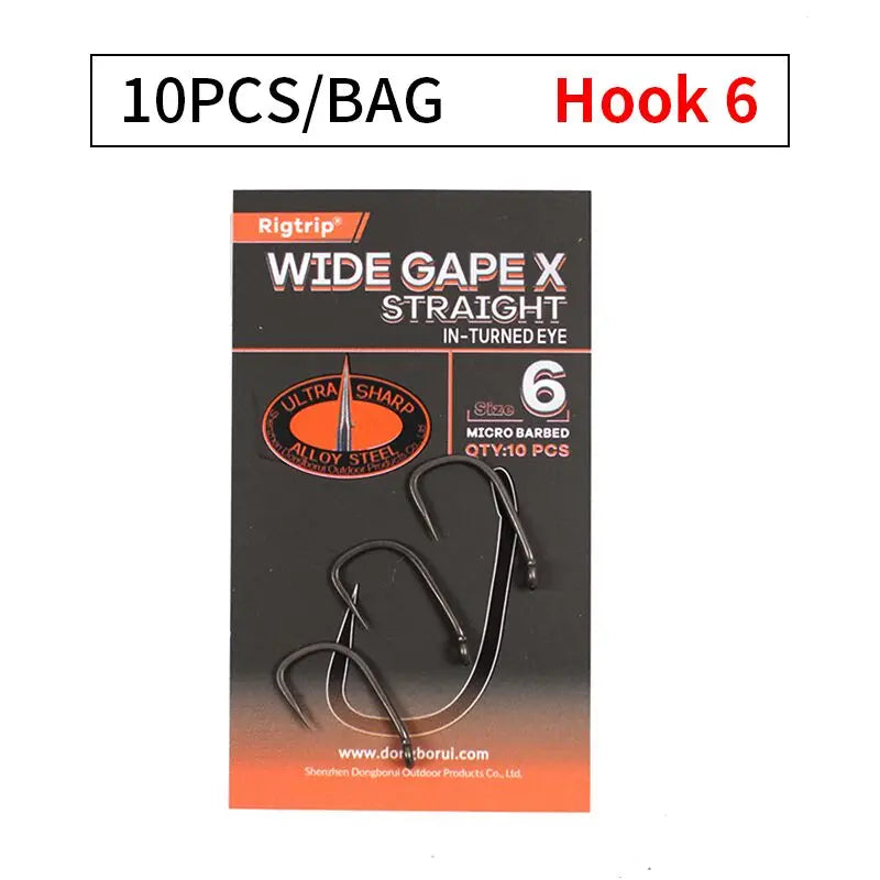 Carp Fishing Hooks Wide Gape - 10pcs PTFE Coated