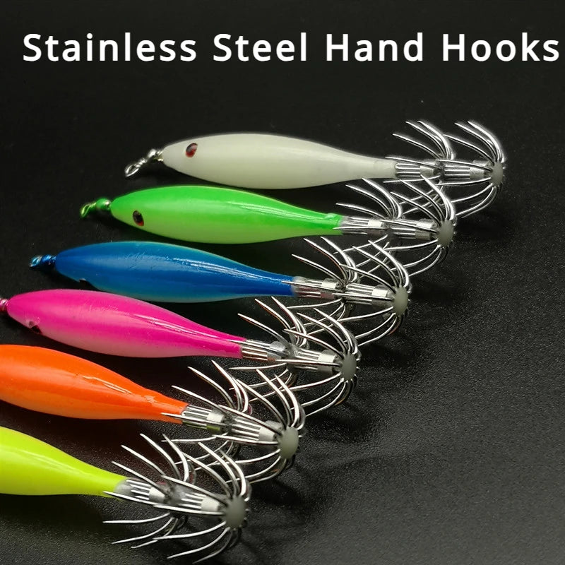 Luminous Squid Hooks 5pcs Shrimp Lure 3.5g - OCEANIS GEAR | Glow