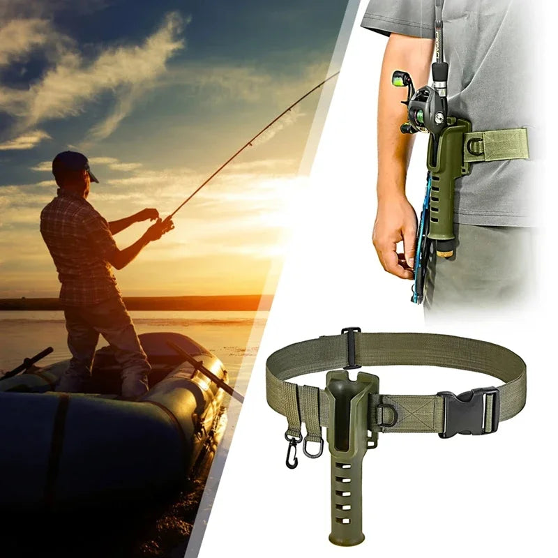 Adjustable Waist Fishing Rod Holder Belt | Hands-Free | PVC
