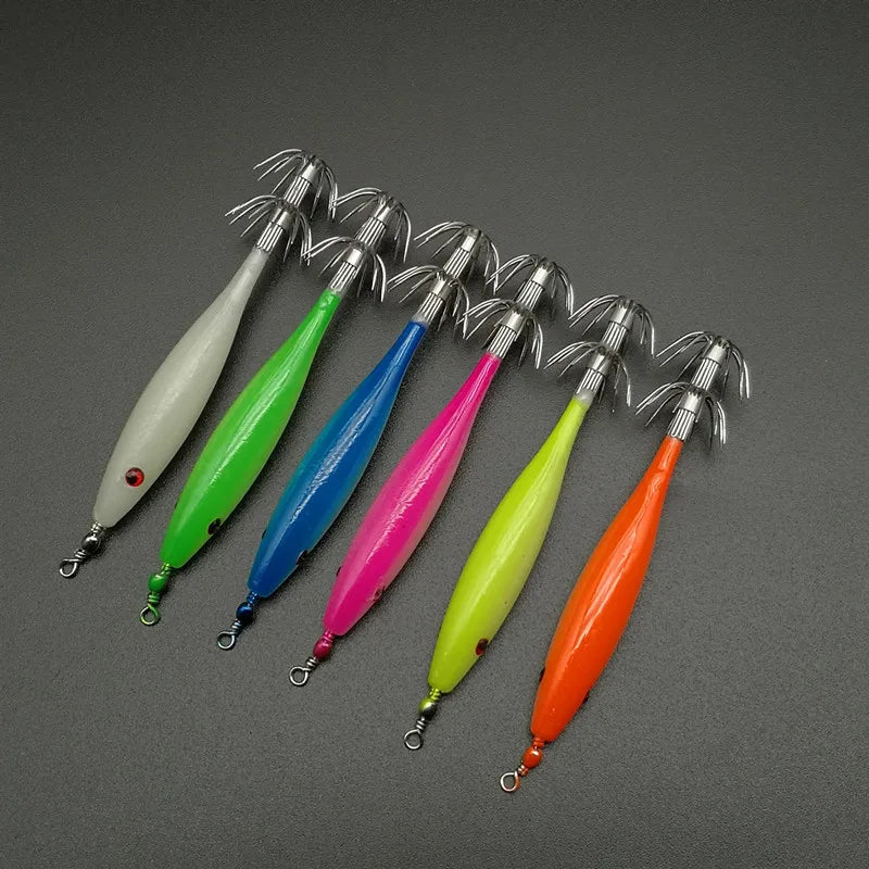Luminous Squid Hooks 5pcs Shrimp Lure 3.5g - OCEANIS GEAR | Glow