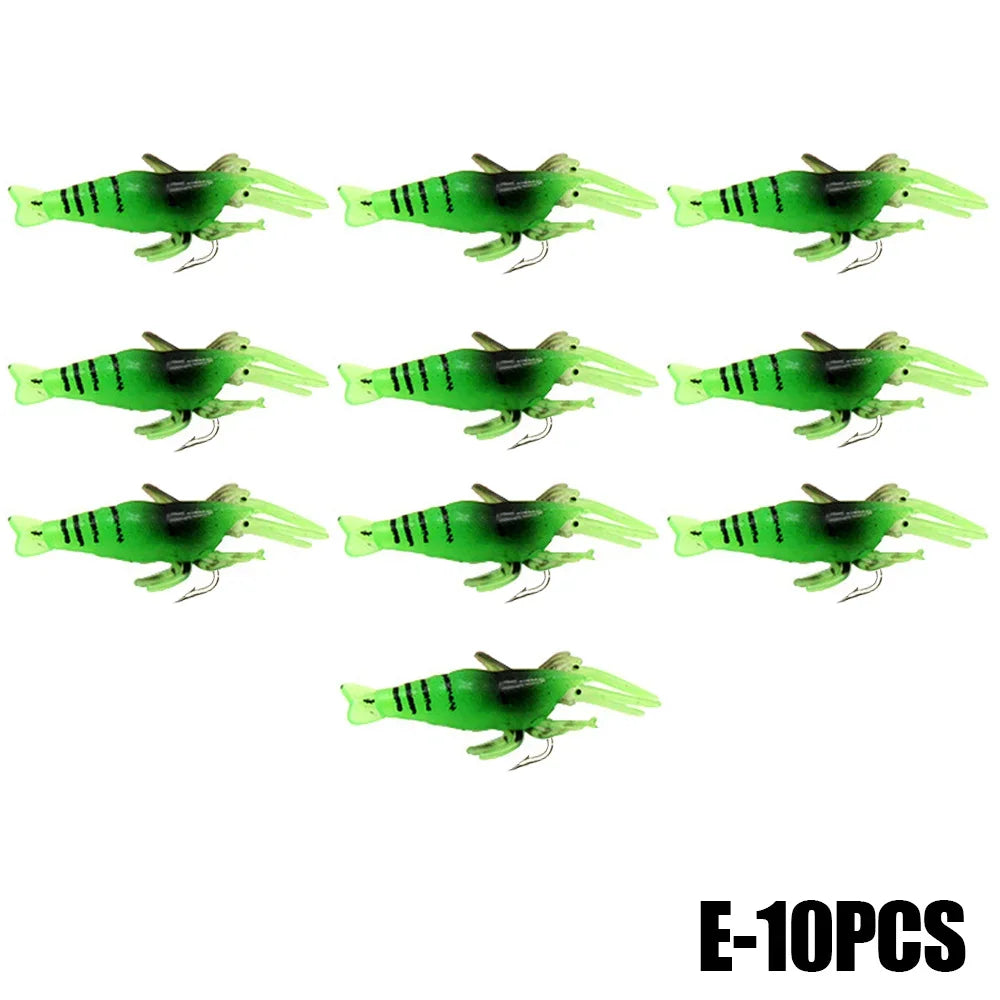 Luminous Shrimp Lures 10pcs - Soft Silicone Glow