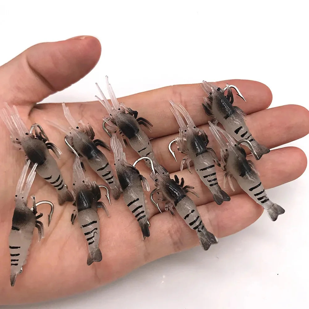 Luminous Shrimp Lures 10pcs - Soft Silicone Glow
