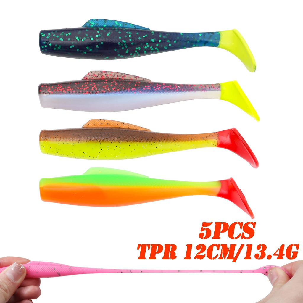 Leurre souple flottant TPR 12cm | Swimbait queue de shad 5 pcs
