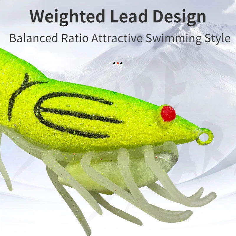 Wooden Shrimp Lures 8pcs - Squid Fishing Hooks